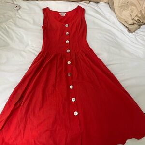 Elegant Red Button-Down Dress